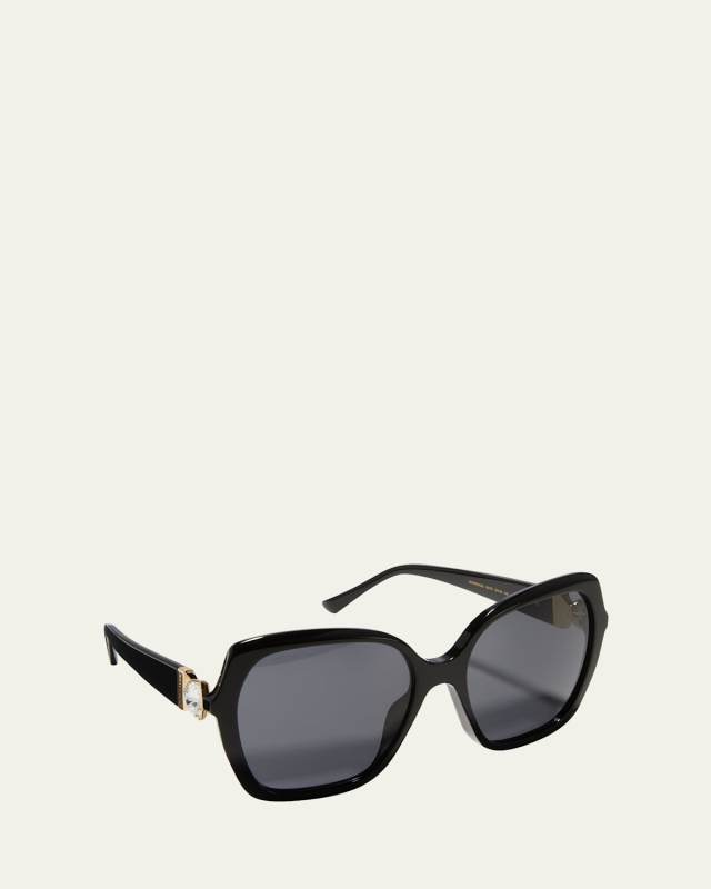 Manongs Swarovski Square Acetate Sunglasses